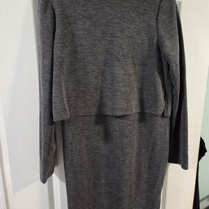 (Bundle Me!) Forever 21 Grey Knit Sweater Two-fer Dress- Size XL